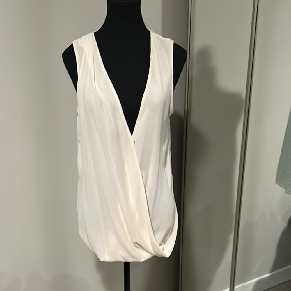 Elegant Cream Sleeveless Drape Top